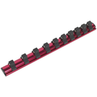 Premium 1/2 Inch Square Drive Bit Holder with 10 Socket Capacity and Retaining Rail Storage