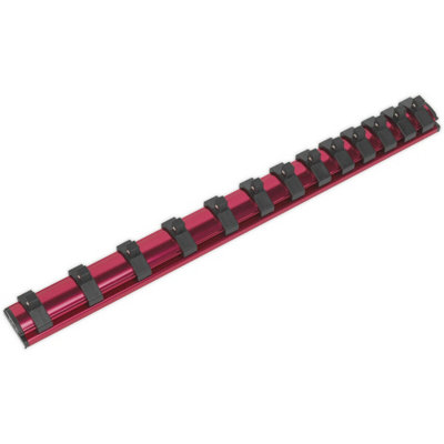 Premium 1/4" Square Drive Bit Holder with 13 Socket Capacity and Magnetic Storage Rail