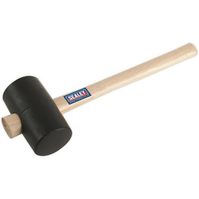 Premium 1.75lb Black Rubber Mallet with Wooden Handle for Versatile Use