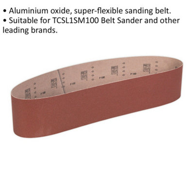 PREMIUM 100mm x 1220mm Sanding Belt - 100 Grit Aluminium Oxide Cloth Backed Loop