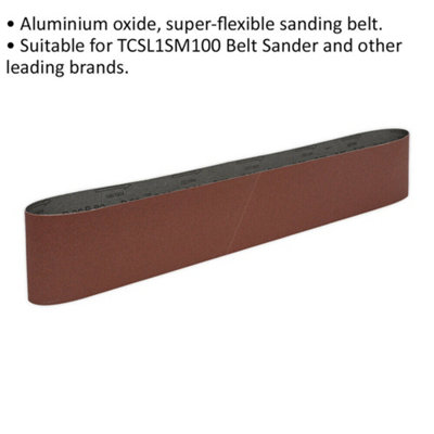 PREMIUM 100mm x 1220mm Sanding Belt - 80 Grit Aluminium Oxide Cloth Backed Loop