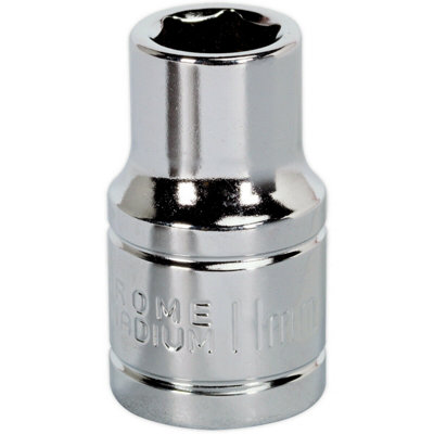 Premium 11mm Chrome Plated Drive Socket - 1/2 Inch Square Drive with Lifetime Guarantee