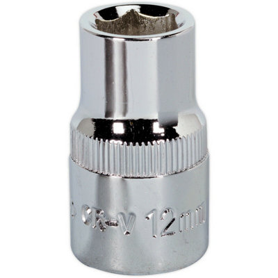 Premium 12mm Forged Steel Drive Socket - 1/2 Inch Square Drive with Polished Chrome Finish