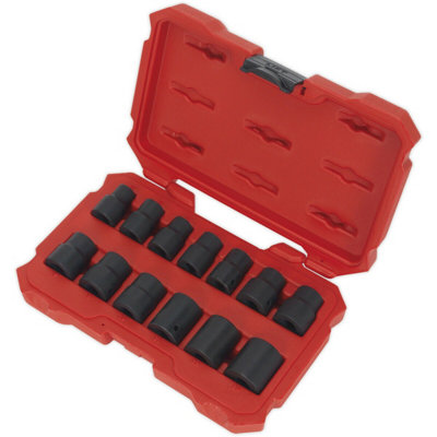 Premium 13 Piece Lock-On Impact Socket Set with Phosphate Finish