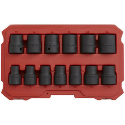 Premium 13 Piece Lock-On Impact Socket Set with Phosphate Finish
