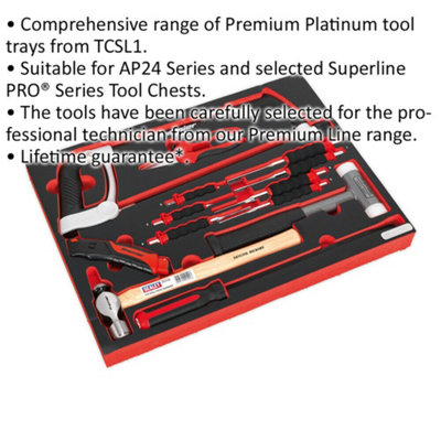 Premium 13-Piece Mechanics Tool Kit with Hacksaw, Hammers, and Punches