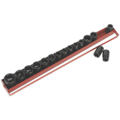 Premium 16 Piece Impact Socket Set with Tray - 1/2 Inch Drive, Metric & Imperial Sizes
