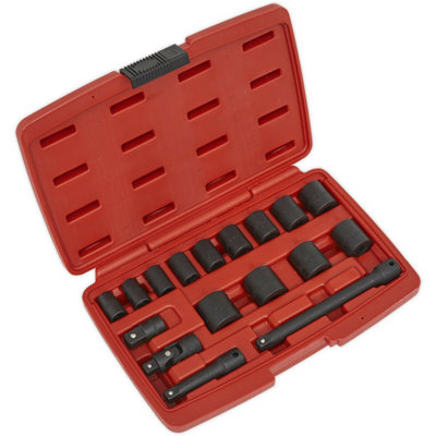 Premium 17 Piece Impact Socket Set with Storage Case - 3/8" Drive