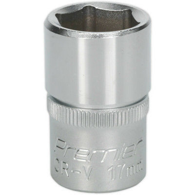 Premium 17mm Chrome Vanadium Steel Drive Socket - 1/2" Square Drive