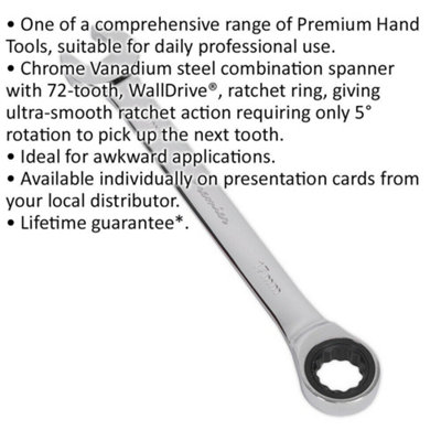 Premium 17mm Ratchet Combination Spanner - Chrome Vanadium Steel with ...