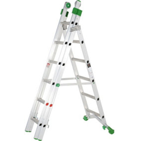 PREMIUM 18 Tread Combination Ladder 3 Section Extension Step Frame & Stairwell