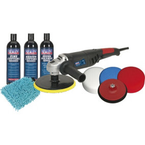 PREMIUM 180mm Electric Polisher & Compounding Kit - 230V 1100W 3x Buffing Heads