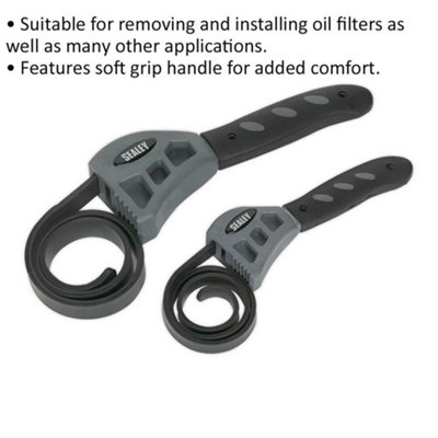 Premium 2 Piece Adjustable Strap Wrench Set with Soft Grip Handles for ...