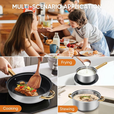 Premium 20-Piece Non-Stick Stainless Steel Cookware Set for All Hob ...