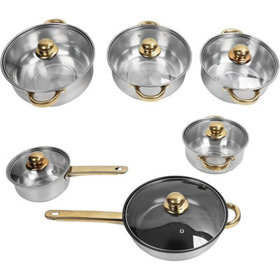 Premium 20-Piece Non-Stick Stainless Steel Cookware Set for All Hob ...