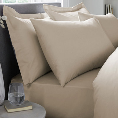 Premium 200TC Plain Dye Hotel Quality 100% Percale Cotton Natural Housewife Pillowcases (Pair)