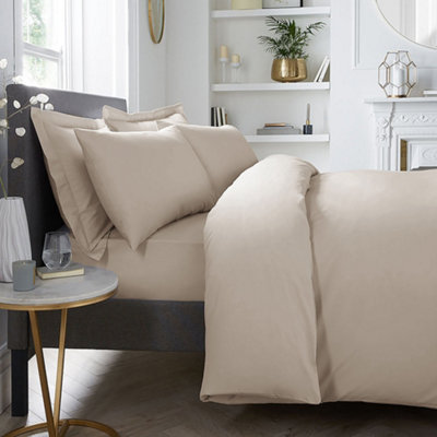 Premium 200TC Plain Dye Hotel Quality 100% Percale Cotton Natural Housewife Pillowcases (Pair)