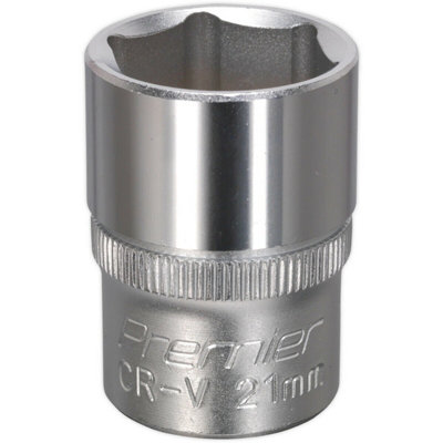 Premium 21mm Chrome Vanadium Steel Drive Socket - 1/2 Inch Square Drive ...