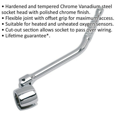 Premium 22mm Oxygen Sensor Wrench with Flexible Handle and Offset Grip