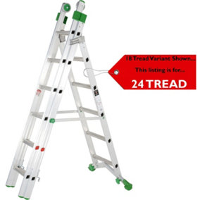 PREMIUM 24 Tread Combination Ladder 3 Section Extension Step Frame & Stairwell
