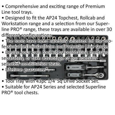 Premium 26 Piece 1/4 Inch Socket Set with Modular Tool Tray for Easy Storage