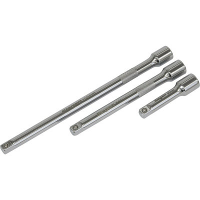 Premium 3 Piece Steel Extension Bar Set with Spring-Ball Retainers