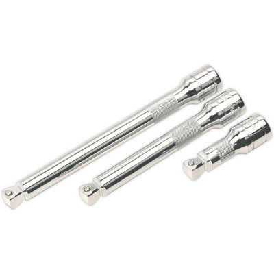 Premium 3 Piece Wobble and Rigid Extension Bar Set - 1/2 Inch Drive with Deep Knurling