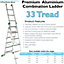 PREMIUM 33 Tread Combination Ladder 3 Section Extension Step Frame & Stairwell