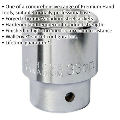 Premium 33mm Forged Steel Drive Socket with 3/4