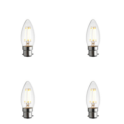 Premium 4 Pack Dimmable B22 Candle LED Light Bulbs - Warm White 2700K - 470 Lumens