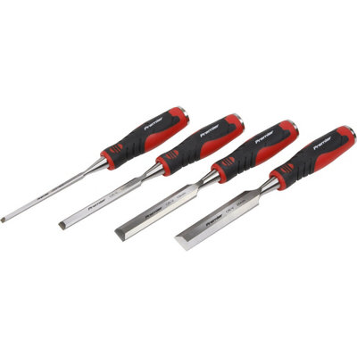 Premium 4 Piece Hammer-Thru Wood Chisel Set with Bevel Edged Blades and ...