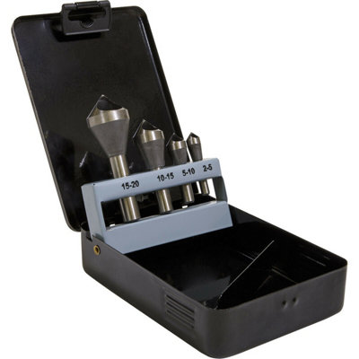 Premium 4 Piece Slotted Deburring Countersink Drill Bit Set - 90 Degree ...