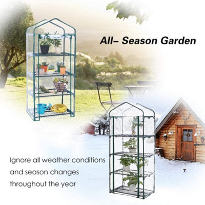 Premium 4 Tier Mini Greenhouse Waterproof Plastic PVC Reinforced Double Zip Cover Indoor Outdoor Garden Balcony Flower Transparent - 3