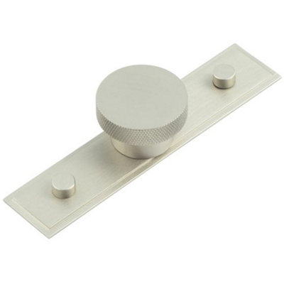 Premium 40mm Satin Nickel Cupboard Knob with Stepped Backplate - Kitchen Cabinet Knob