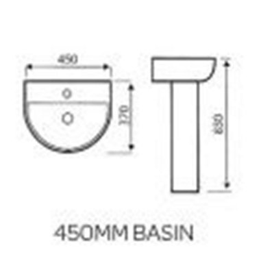 Premium 450mm Basin Set (Jupiter) - Includes Basin, Pedistal - White
