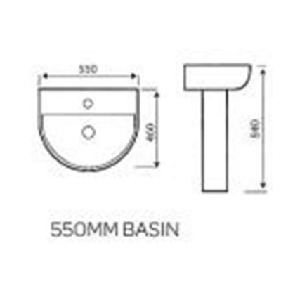 Premium 550mm Basin Set (Jupiter) - Includes Basin, Pedistal - White
