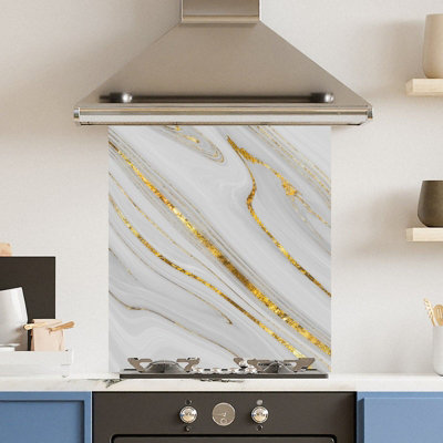 Premium 59.5 x 74.5cm White Gold Quartz 6mm Glass Toughened Kitchen ...