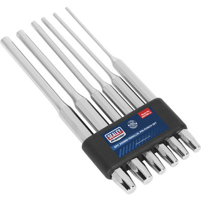 Premium 6 Piece Long Parallel Pin Punch Set - Hardened Chrome Vanadium ...