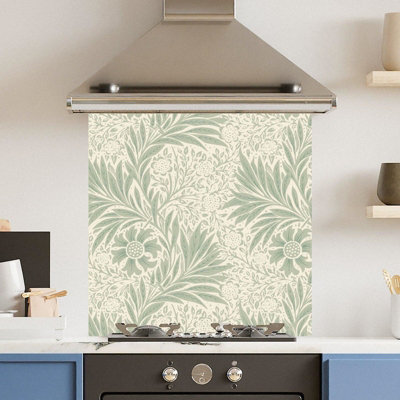 Premium 60 x 60cm Green Leaf Pattern 6mm Glass Toughened Kitchen ...