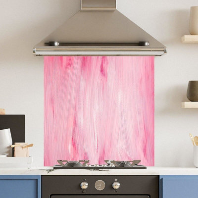 Premium 60 x 60cm Pink Brush Stroke 6mm Glass Toughened Kitchen ...