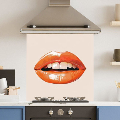 Premium 60 x 60cm Red Lips 6mm Glass Toughened Kitchen Splashback ...