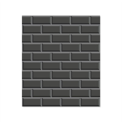 Premium 60 x 70cm Black Metro Tile 6mm Glass Toughened Kitchen Splashback