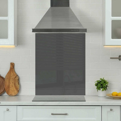 PREMIUM 60CM X 60CM 6MM GLASS DARK GREY KITCHEN SPLASHBACK TOUGHENED ...