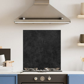 Premium 60cm x 65cm 6mm Glass Black Concrete Kitchen Splashback Toughened Polished Edge
