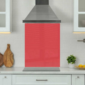 Premium 60cm x 75cm 6mm Glass Red Kitchen Splashback Toughened Polished Edges