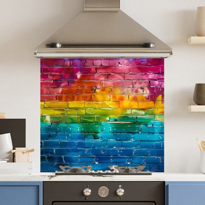 Premium 65 x 60cm Pride Brick 6mm Glass Toughened Kitchen Splashback