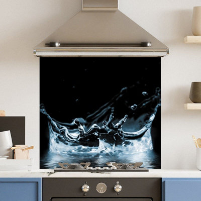Premium 65 x 60cm Water Splash 2 6mm Glass Toughened Kitchen Splashback