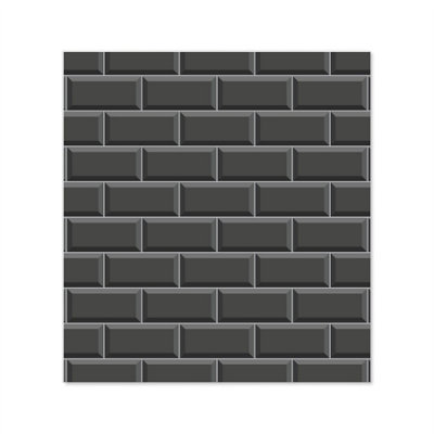 Premium 65 x 70cm Black Metro Tile 6mm Glass Toughened Kitchen Splashback