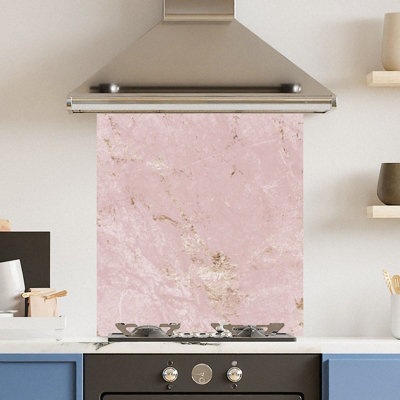 Premium 65 x 70cm Pink Gold Marble 6mm Glass Toughened Kitchen Splashback