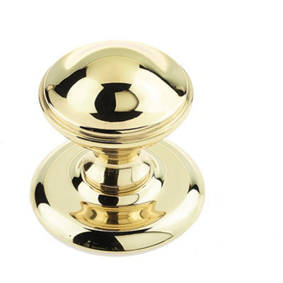 Premium 66mm Polished Brass Centre Door Knob for Elegant Interiors - External Front Door Knob
